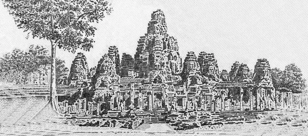 Angkor Wat Kamboçya Dan Portre 1973 Riels Banknotes — Stok fotoğraf