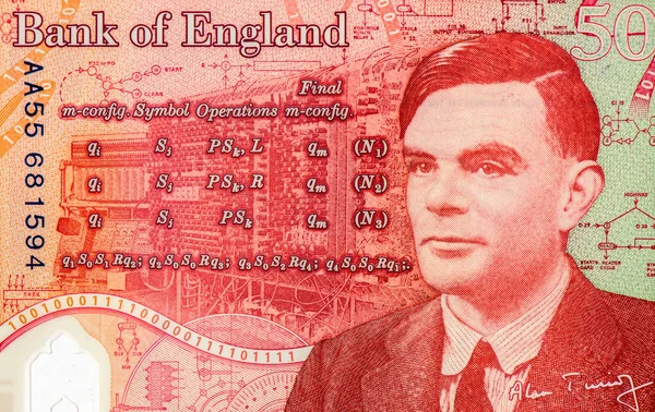 Alan Turing Bankovka Obrázek Christopher Furlonges Portrét Velké Británie Anglie — Stock fotografie