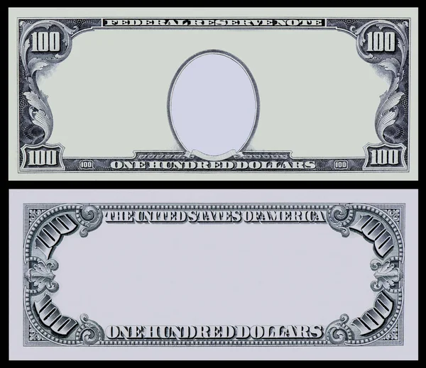 Clear 100 Dollar Banknote Pattern One Hundred Dollar Border Empty Stock Picture