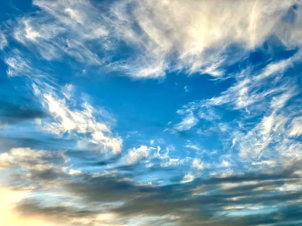 Beautiful sunset sky. Cloud in the blu sky. Sky after the rain.