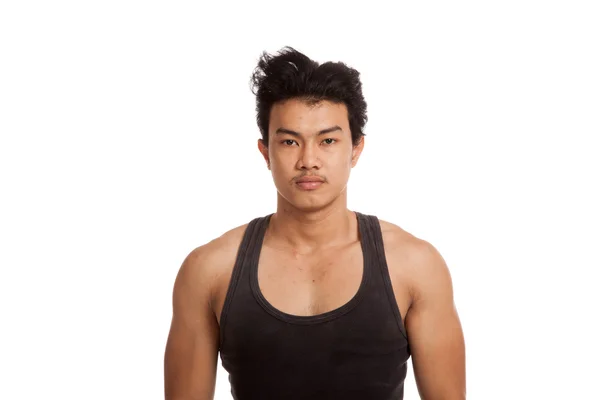 Musclé asiatique homme en noir top — Photo