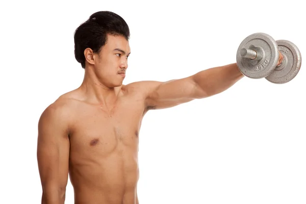 Muscular asiático hombre con dumbbell —  Fotos de Stock