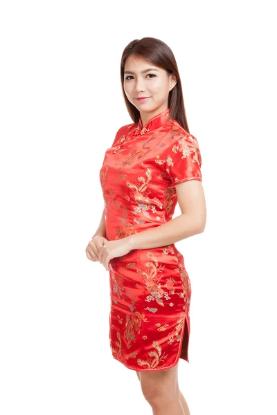 Aziatisch meisje in chinese cheongsam jurk — Stockfoto