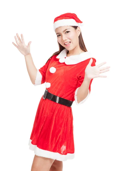 Asiatique fille de Noël avec Santa Claus vêtements — Photo