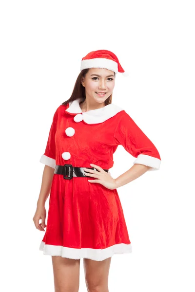 Asiatique fille de Noël avec Santa Claus vêtements — Photo