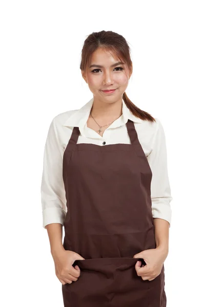 Vackra asiatiska servitris i förkläde — Stockfoto