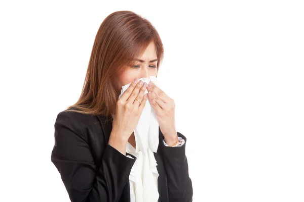 Young Asian woman got sick and flu — Stock Photo, Image