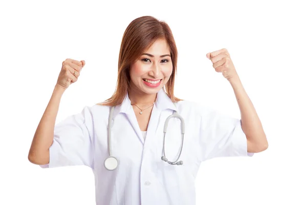Asiatische junge Ärztin glücklich mit Erfolg — Stockfoto