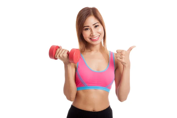 Gyönyörű ázsiai egészséges lány remek súlyzó — Stock Fotó
