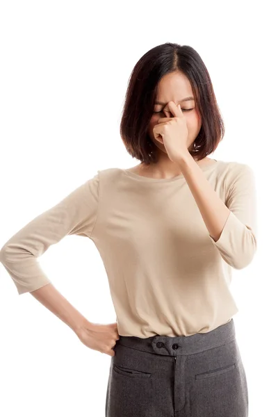 Young Asian business woman got sick and  headache — Stock Photo, Image