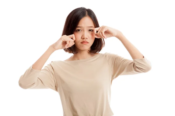 Jonge Aziatische vrouw triest en huilen — Stockfoto
