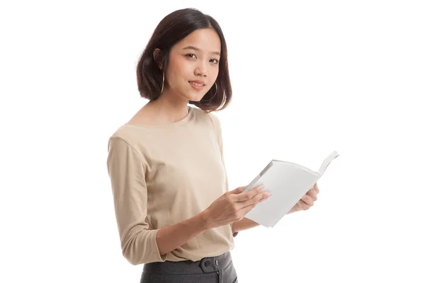 Joven mujer de negocios asiática con un libro — Foto de Stock