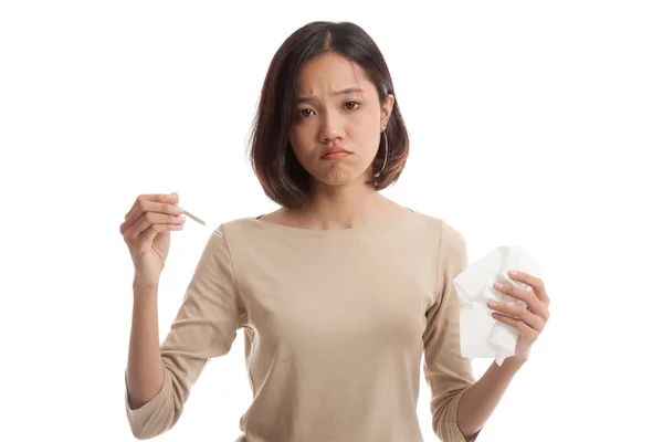 Young Asian woman got sick and flu — Stock Photo, Image