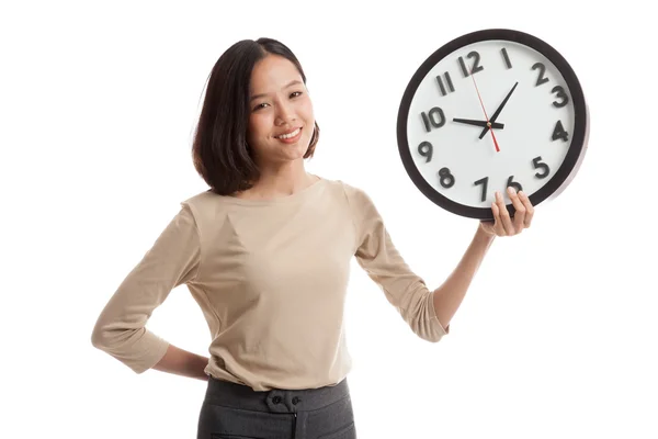 Joven asiático negocios mujer con un reloj — Foto de Stock