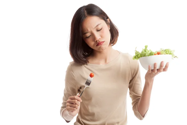 Asiatische Geschäftsfrau hassen Salat — Stockfoto