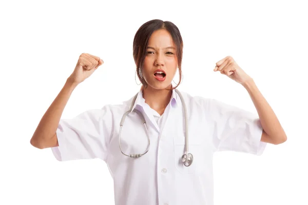 Asiatische junge Ärztin sehr wütend — Stockfoto