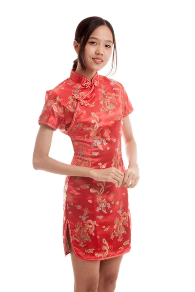 Asyalı kız cheongsam Çin elbiseli — Stok fotoğraf