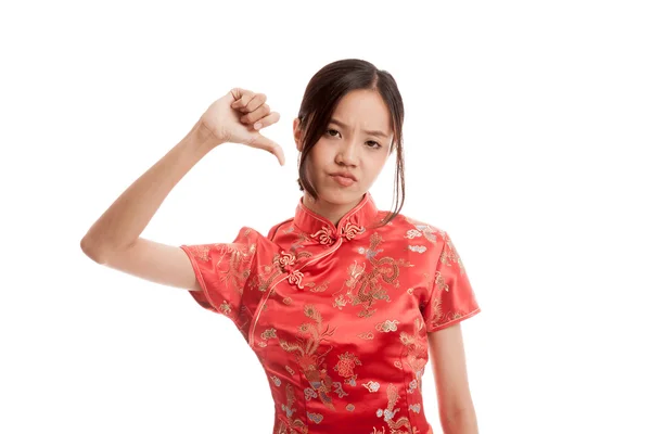 중국 치파오 드레스 거절에 아시아 소녀 — 스톡 사진