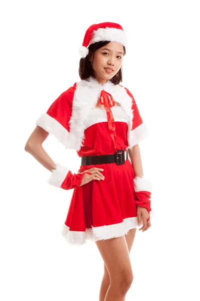 Aasialainen joulu joulupukki tyttö — kuvapankkivalokuva
