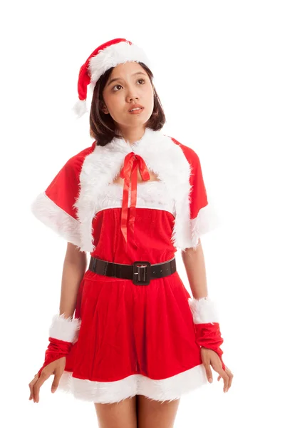 Dziewczyna azjatyckich Boże Narodzenie Santa Claus patrzeć — Zdjęcie stockowe