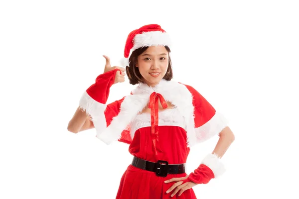 Asiatique Noël Père Noël fille pouces vers le haut — Photo