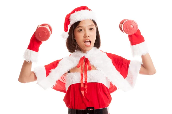 Asiático Navidad Santa Claus chica y mancuernas —  Fotos de Stock