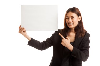 Genç Asya iş kadın noktası boş imzalamak için.