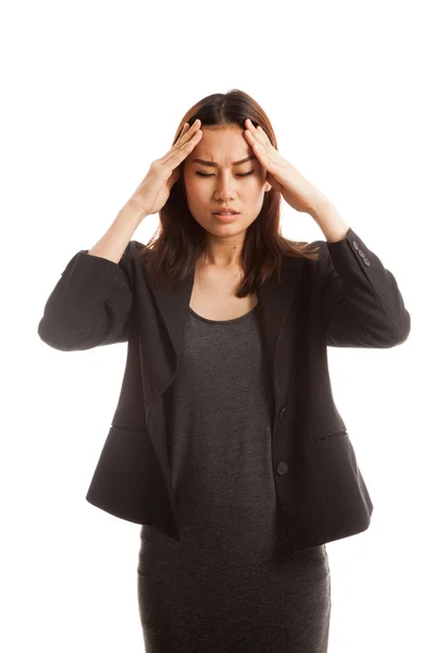 Unga asiatiska affärskvinna fick sjuka och huvudvärk. — Stockfoto