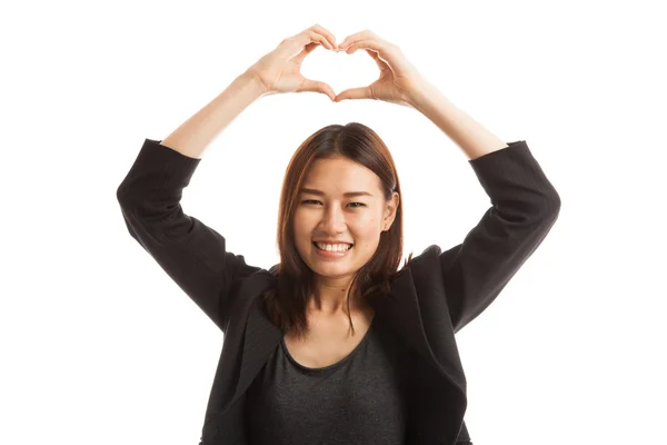 Young Asian woman gesturing  heart hand sign. — Stock Photo, Image