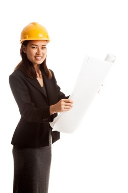 Asya mühendisi kadın planları ile.