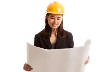 Asya mühendisi kadın planları ile.