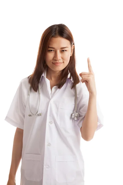 Asiático joven mujer médico punto hasta . —  Fotos de Stock