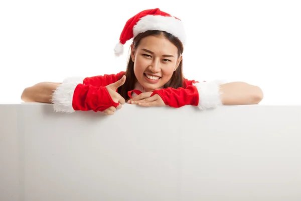Asiatique Noël Père Noël fille pouces vers le haut avec signe vierge . — Photo