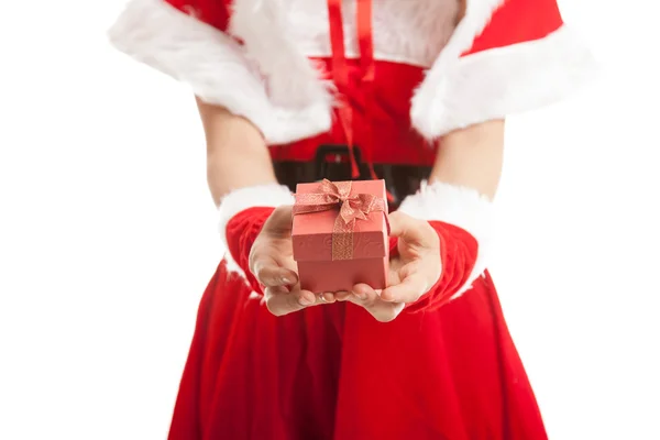 Asiática Navidad Santa Claus chica y caja de regalo . — Foto de Stock