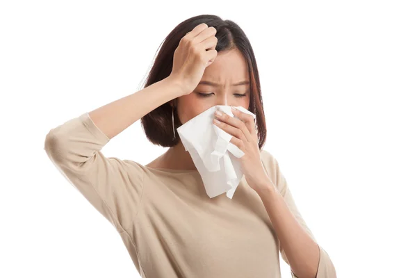 Young Asian woman got sick and flu — Stock Photo, Image