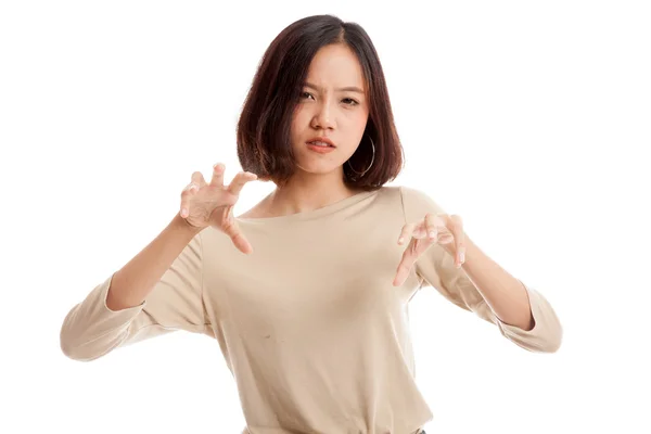 Young Asian businesswoman with spooky hands gesture — Stock Photo, Image