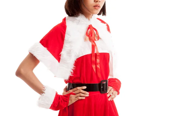 Aasialainen joulu joulupukki tyttö — kuvapankkivalokuva