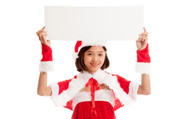 Asiatico Natale Babbo Natale ragazza con segno bianco — Foto Stock