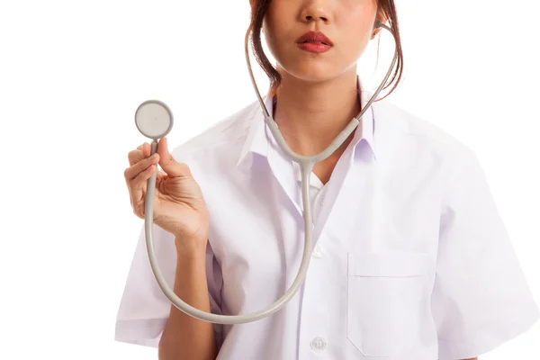 Young Asian female doctor with stethoscope — Stock Photo, Image