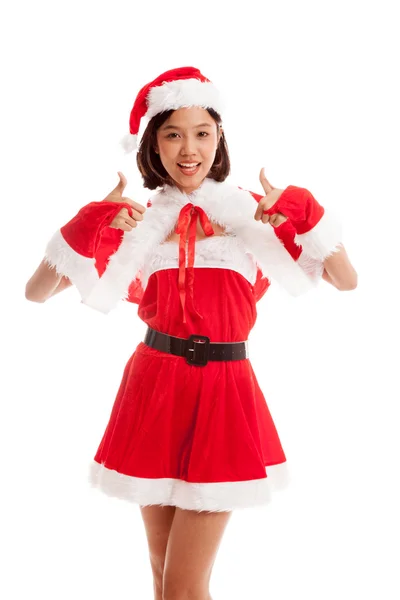 Asiatico Natale Santa Claus ragazza spettacolo pollice su — Foto Stock