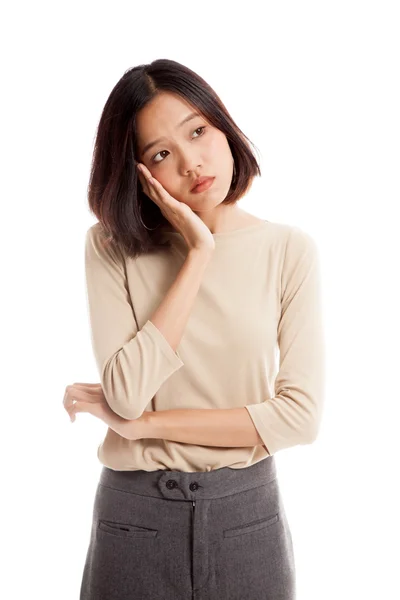 Beautiful young Asian woman get bored — Stock Photo, Image