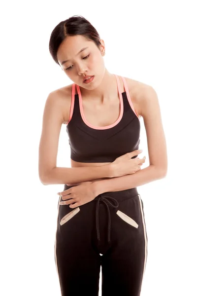 Asian healthy girl got stomachache — Stock Photo, Image