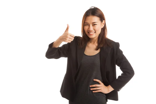 Junge asiatische Geschäftsfrau zeigen Daumen nach oben. — Stockfoto