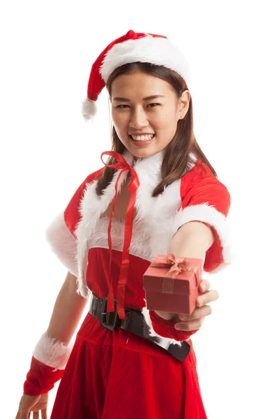 Ασιατικές Χριστούγεννα Αϊ-Βασίλη κορίτσι και δώρο πλαίσιο. — Φωτογραφία Αρχείου