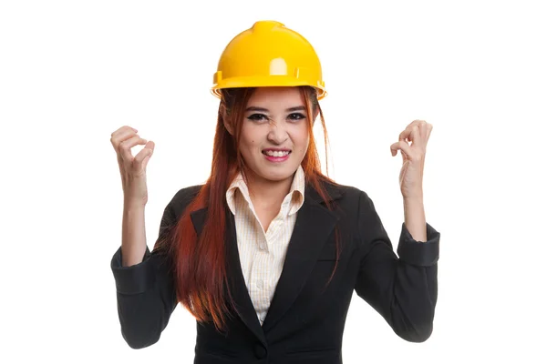 Aziatische ingenieur vrouw is boos, boos. — Stockfoto