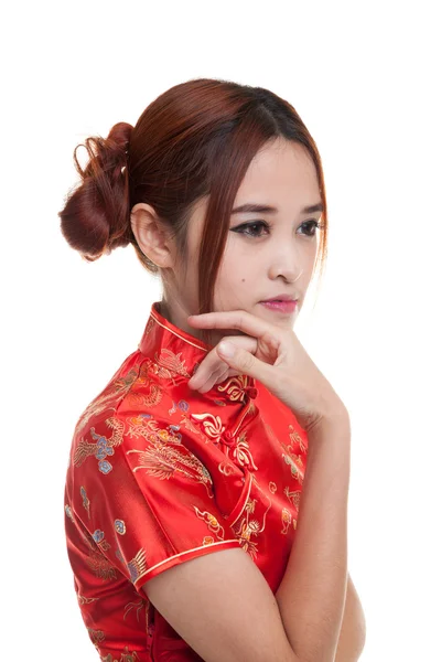 Asian girl in chinese cheongsam dress. — Stock Photo, Image
