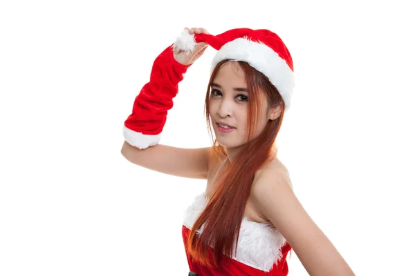 Asiatico Natale Santa Claus ragazza . — Foto Stock