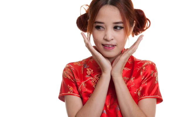 Asian girl in chinese cheongsam dress. — Stock Photo, Image