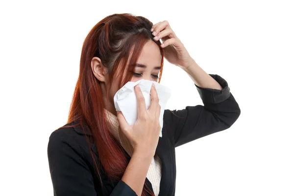 Joven mujer asiática enfermó y gripe . — Foto de Stock