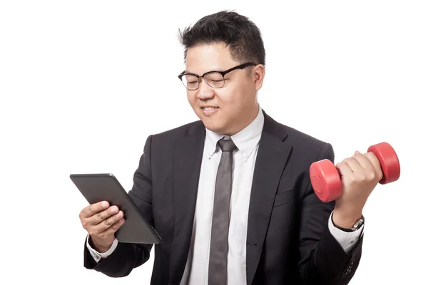 Asian businessman exercise while working — Stock Photo, Image